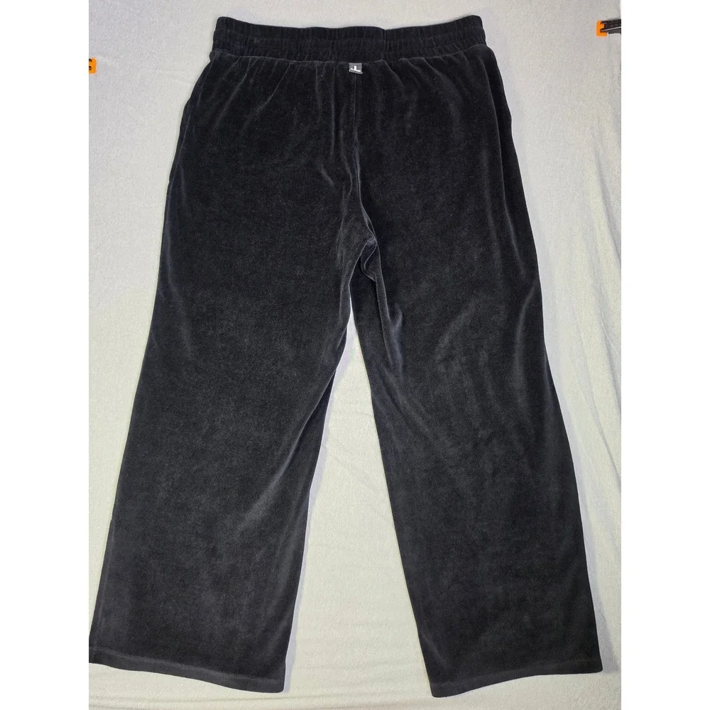 JoyLab Black Velour Wide Leg Lounge Pants Womens XL Drawstring Pockets Soft
